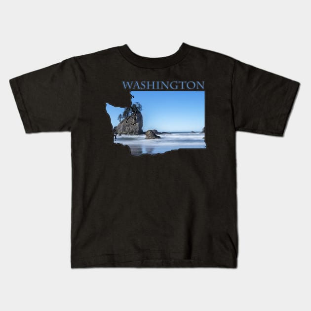 Washington State Outline (Along the Pacific Coast) Kids T-Shirt by gorff